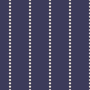Large scale / Vertical dotted lines beige on navy blue / Minimal simple beaded circle dots classic thin stripes in pale light creamy ivory and dark background / modern cool neutrals mens blender