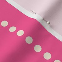 Large scale / Vertical dotted lines beige on bright hot pink / Minimal simple beaded circle dots classic thin stripes in light creamy ivory and deep jewel tones / modern bold fun preppy Valentines Day girly blender