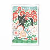 2024 Calendar Cat Garden Red