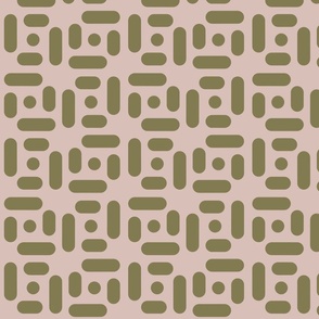 Squared Dot Dash Olive Dusty Pink
