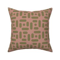 Squared Dot Dash Olive Dusty Rose