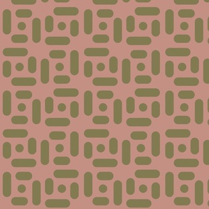Squared Dot Dash Olive Dusty Rose