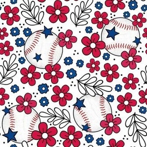 Medium Scale Team Spirit Baseball Floral in Philadelphia Phillies Colors Blue and Red
