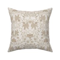 William Morris Tribute - Victorian floral damask and leaves_Holiday  ivory beige