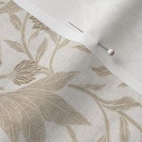 William Morris Tribute - Victorian floral damask and leaves_Holiday  ivory beige