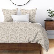 William Morris Tribute - Victorian floral damask and leaves_Holiday  ivory beige