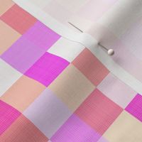 Medium - Cheerful Linen Checkerboard - Melon Magic - Pink and Peach