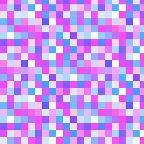 Medium - Cheerful Linen Checkerboard - Happy Unicorn - Purples and Magentas