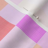 Large - Cheerful Linen Checkerboard - Melon Magic - Pink and Peach