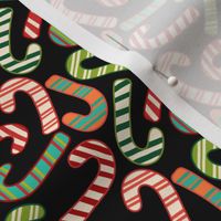 Cute Christmas Candy Canes - Black - SMALL