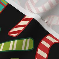 Cute Christmas Candy Canes - Black - LARGE
