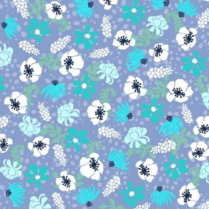 Hula Floral Turquoise on Lavender 150L