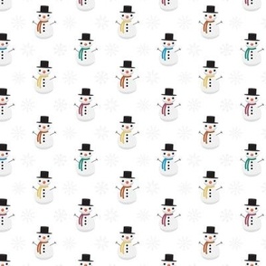 Mini - Cute Geometric Christmas Snowmen & Festive Snowflakes - Winter White