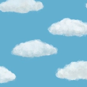 Homage to Magritte - fluffy white clouds - medium scale by Cecca Designs