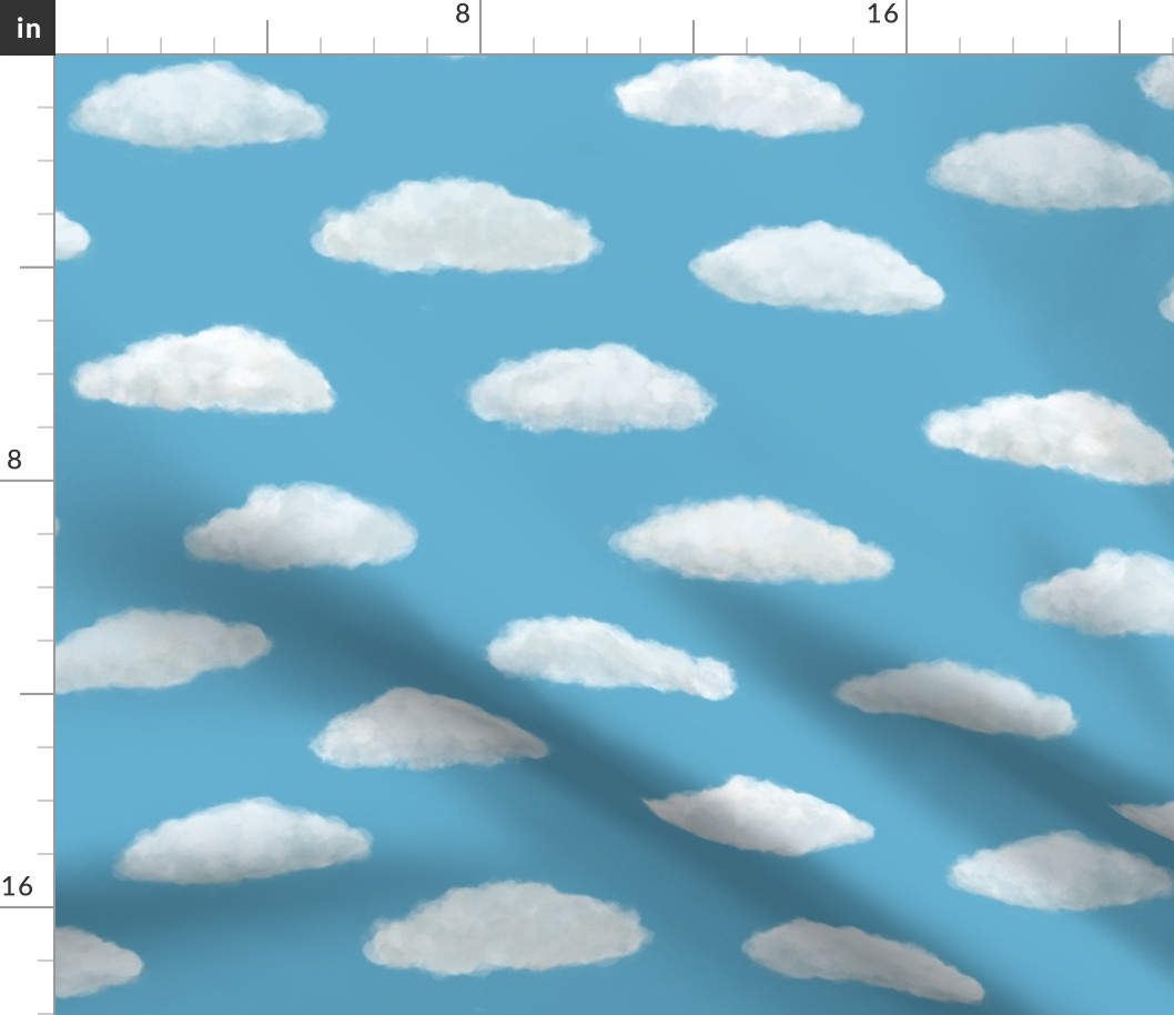 Homage to Magritte - fluffy white clouds - medium scale by Cecca Designs
