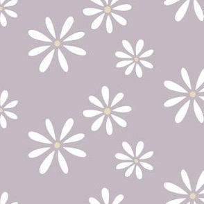 Retro white daisies on Lavender