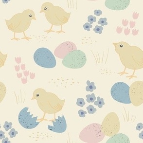 Baby Chicks with Pastel Speckled Eggs