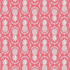 Small Scale Pineapple Fruit Damask Ivory on Watermelon