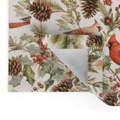 winter cardinals softened vintage tones