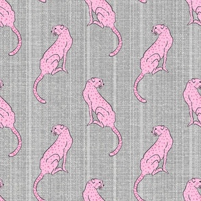 Cheetah in pink on grey Large scale