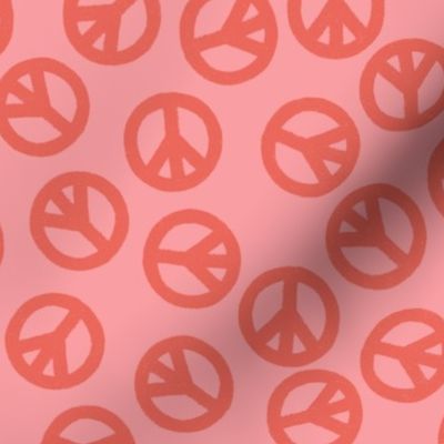 Funky Retro grainy painted peace signs - pink on pink - large - 12x12