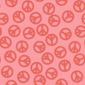 Funky Retro grainy painted peace signs - pink on pink - large - 12x12