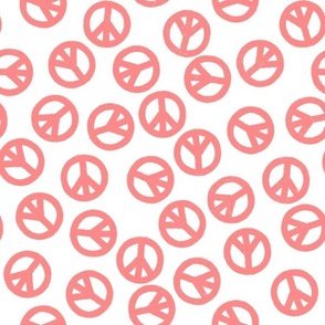 Funky Retro grainy painted peace signs - pink on white - large - 12x12