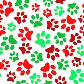 Red and Green Holiday Paw Prints