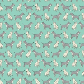 Tiny Bullterriers on mint Small scale