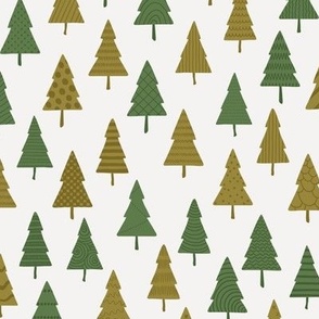 Patterns on Modern Christmas Trees - Green and Green 12x12