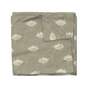 Floriography: simple serenity lotus blossom- taupe_ green and cream - large