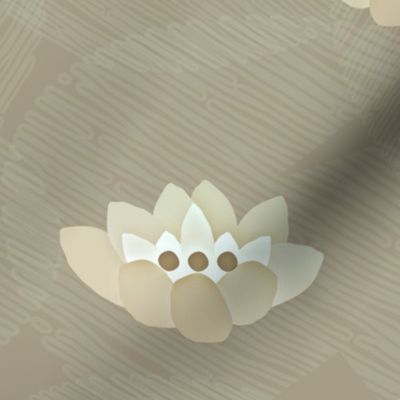 Floriography: simple serenity lotus blossom- taupe_ green and cream - large