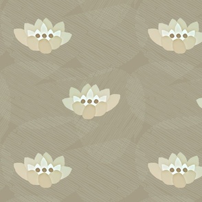 Floriography: simple serenity lotus blossom- taupe_ green and cream - large