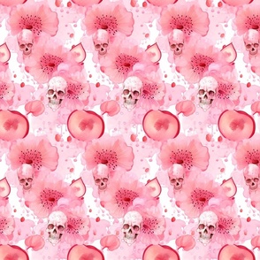Big pink flowers with skulls