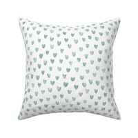 Turquoise Watercolor Hand Painted Valentine Hearts - Aqua Green Hearts on White - 12x12 repeat