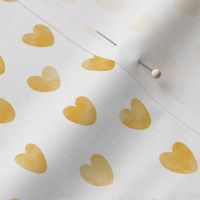 Yellow Watercolor Hand Painted Valentine Hearts - Sunshine Yellow Hearts on White - 12x12 repeat