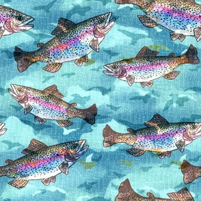 Trout Fishing Fabric, Wallpaper and Home Decor