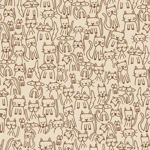 Doodle Cats, Brown Outline