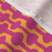 Smaller / Groovy graphic two tone ogee stripe / Hand drawn feel / irregular shapes / bright orange and magenta