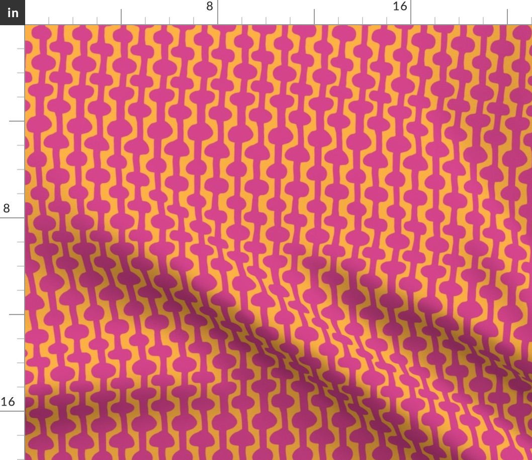 Smaller / Groovy graphic two tone ogee stripe / Hand drawn feel / irregular shapes / bright orange and magenta