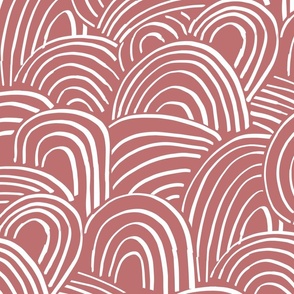 Freestyle Boho Arches - Pomegranate - Medium Scale - Japanese Inspired Painted Waves