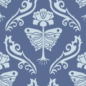 Butterfly damask Dark Background Blue Nova