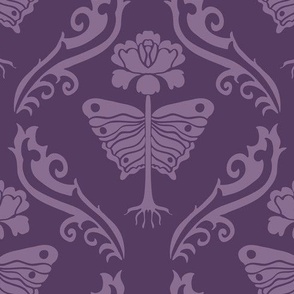 butterfly damask Pantone Pale Lilac and Marlin 