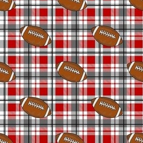 Smaller Scale Team Spirit Football Plaid in Ohio State Buckeyes Colors Red and Grey