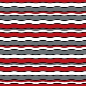 Medium Scale Team Spirit Football Wavy Stripes in Ohio State Buckeyes Colors Red and Grey