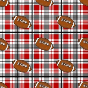 Bigger Scale Team Spirit Football Plaid in Ohio State Buckeyes Colors Red and Grey