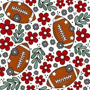 Medium Scale Team Spirit Football Floral in Ohio State Buckeyes Colors Red and Grey