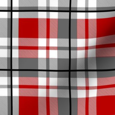 Bigger Scale Team Spirit Football Plaid in Ohio State Buckeyes Colors Grey and Red