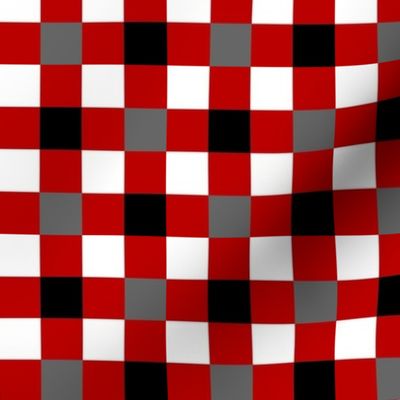 Small Scale Team Spirit Football Checkerboard in Ohio State Buckeyes Colors Red and Grey