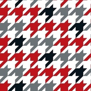 Medium Scale Team Spirit Football Houndstooth in Ohio State Buckeyes Colors Red and Grey